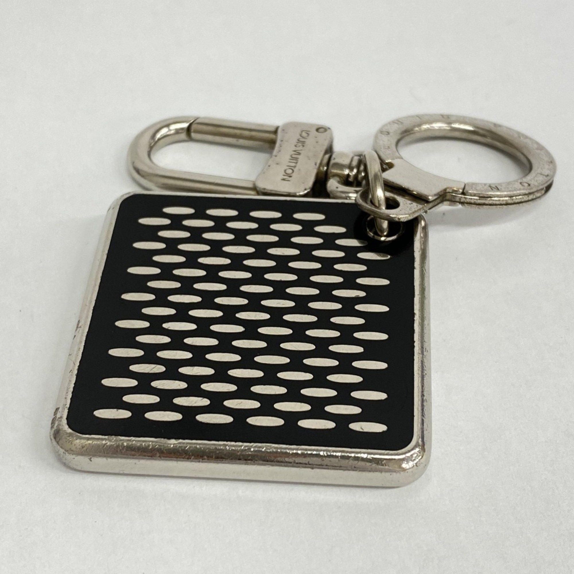 Louis Vuitton Keychain Portocle Damier Clark M66268 Black Silver Men's