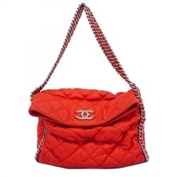 Chanel Shoulder Bag Matelasse Lambskin Red Women's