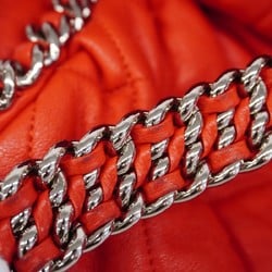 Chanel Shoulder Bag Matelasse Lambskin Red Women's