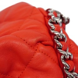 Chanel Shoulder Bag Matelasse Lambskin Red Women's