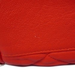 Chanel Shoulder Bag Matelasse Lambskin Red Women's