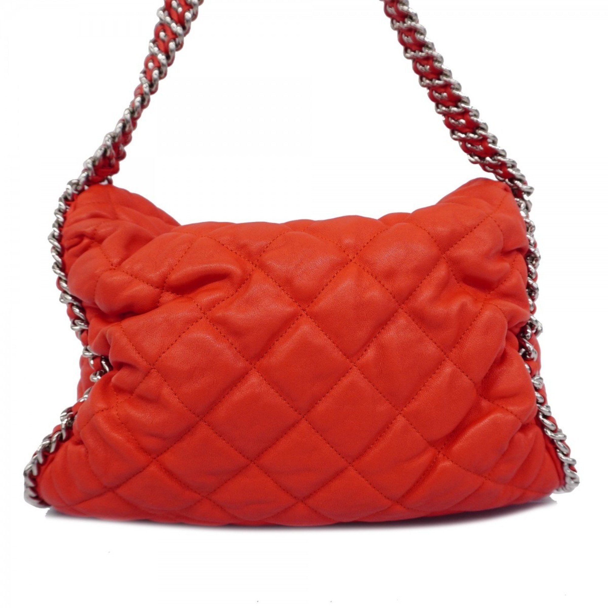 Chanel Shoulder Bag Matelasse Lambskin Red Women's