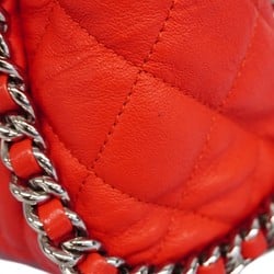 Chanel Shoulder Bag Matelasse Lambskin Red Women's