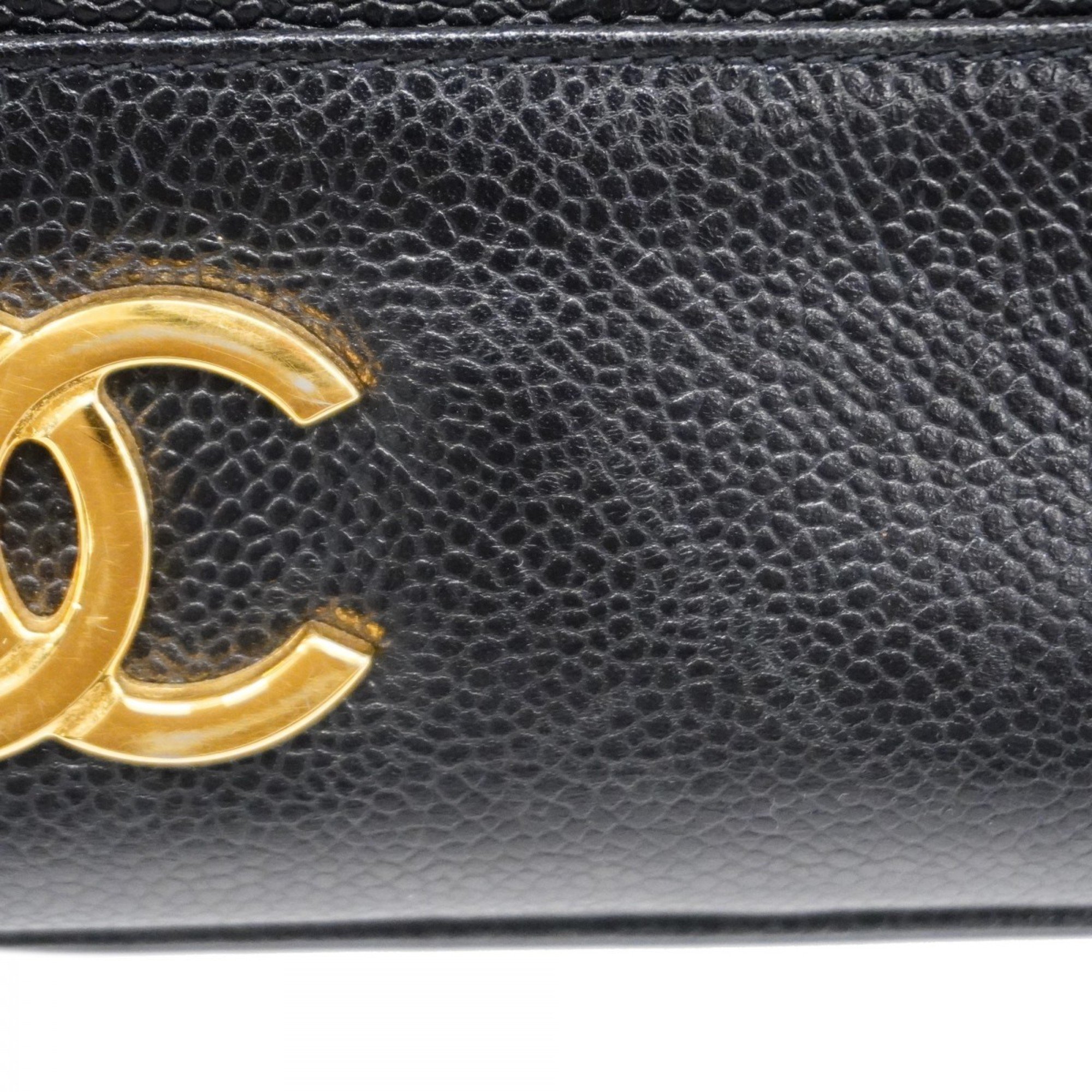 Chanel Shoulder Bag Triple Coco Caviar Skin Black Women's