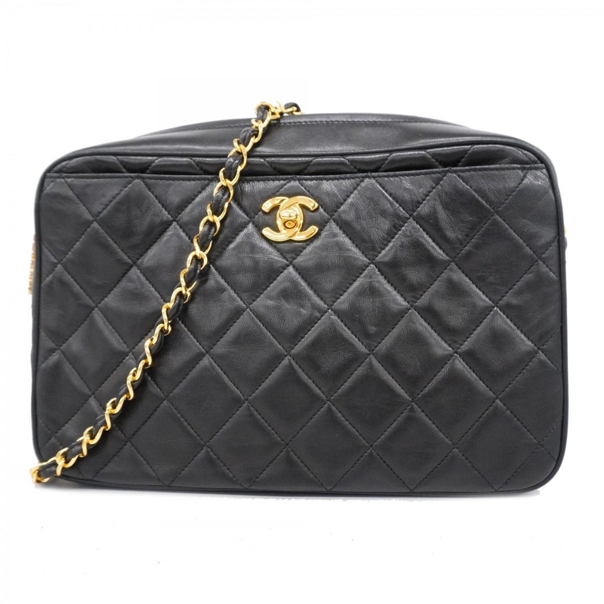 Chanel Shoulder Bag Matelasse Lambskin Black Women's