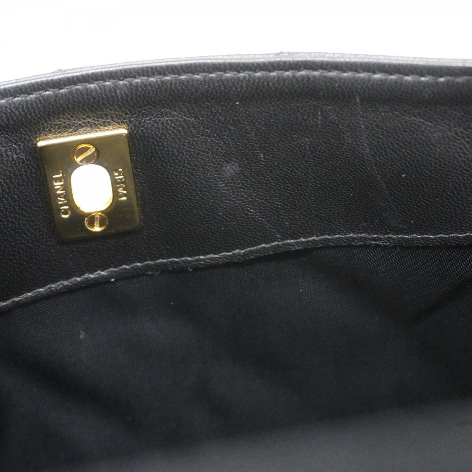 Chanel Shoulder Bag Matelasse Lambskin Black Women's