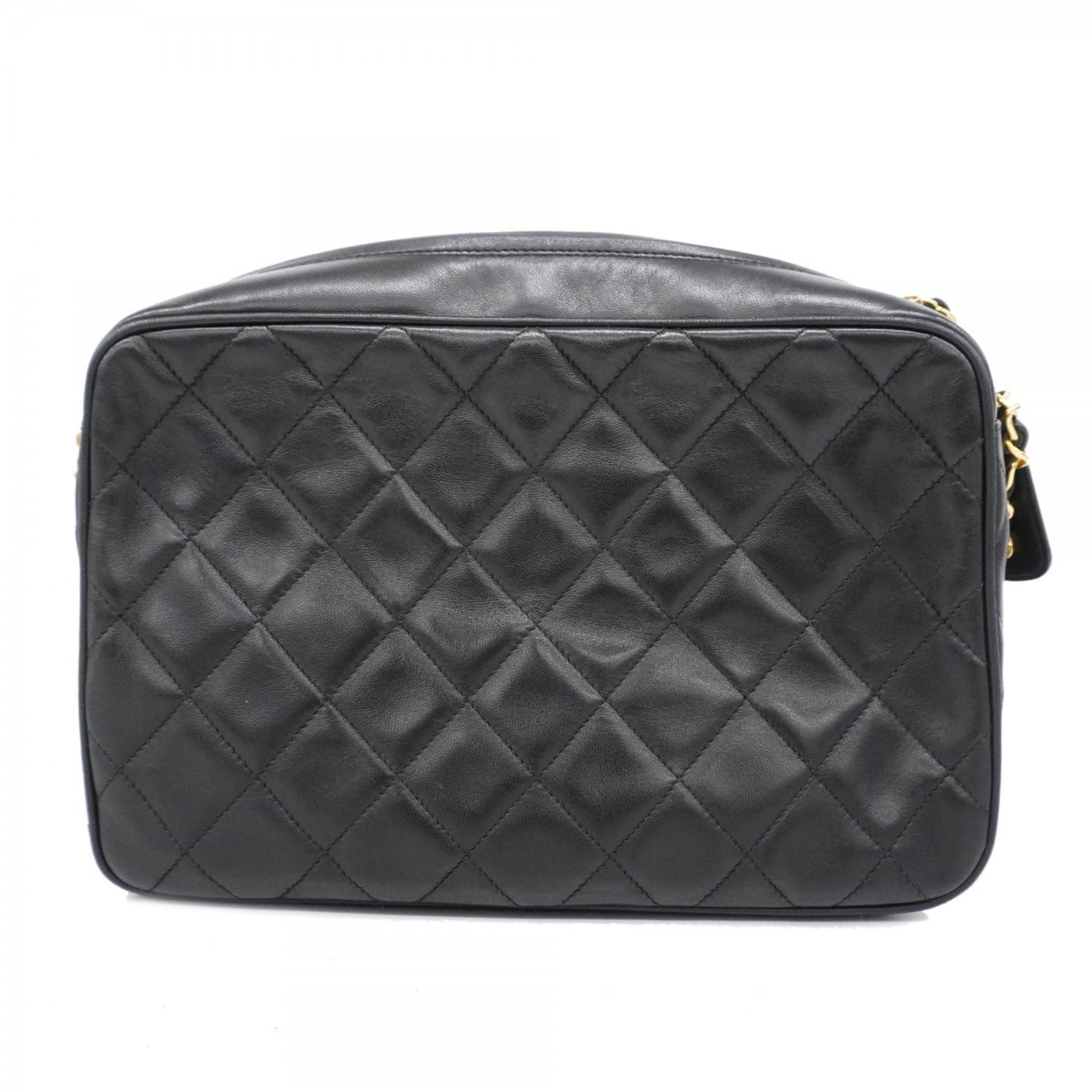 Chanel Shoulder Bag Matelasse Lambskin Black Women's