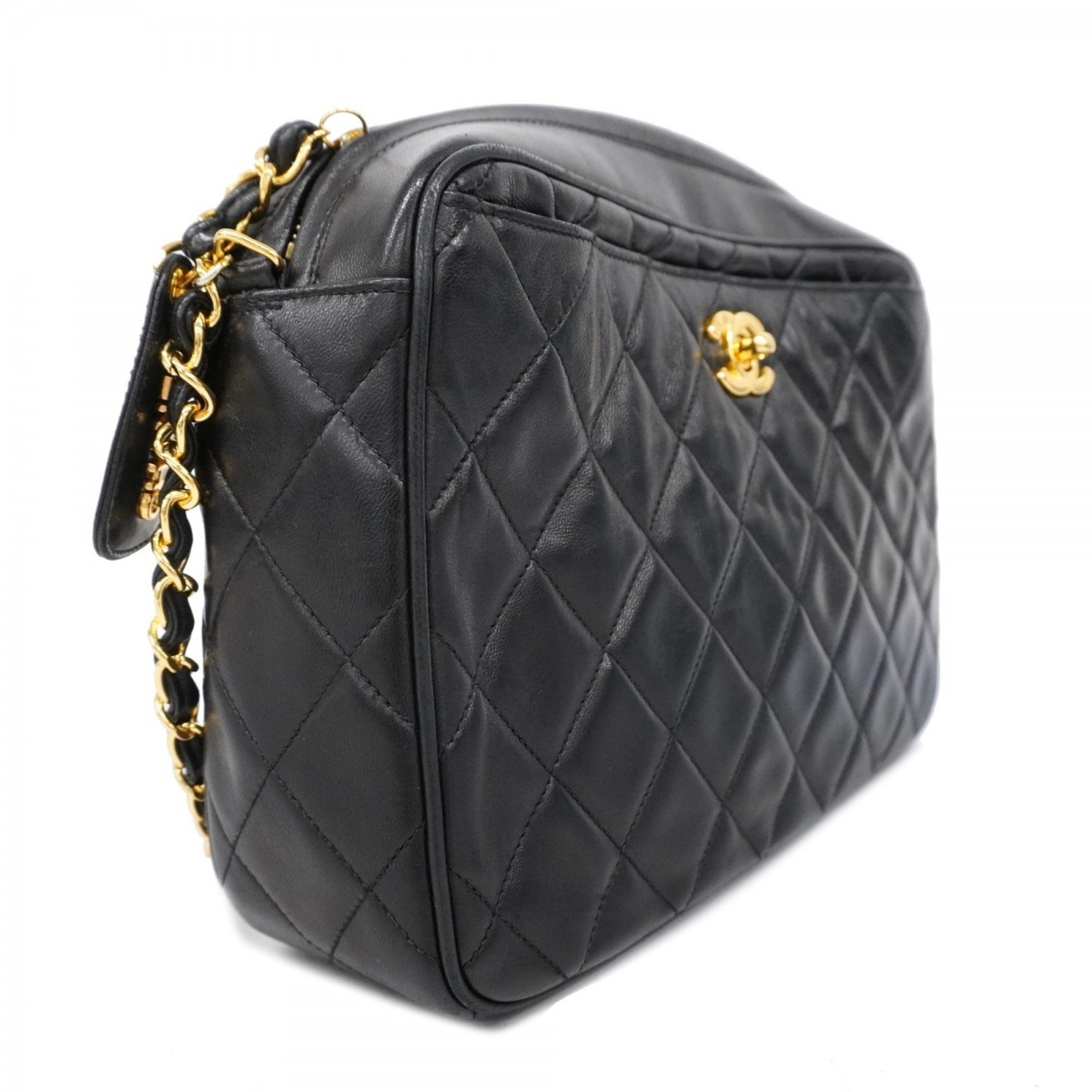 Chanel Shoulder Bag Matelasse Lambskin Black Women's