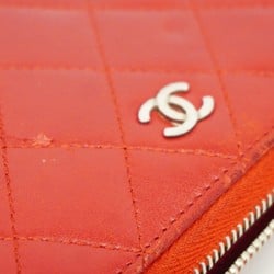 Chanel Long Wallet Matelasse Lambskin Red Women's