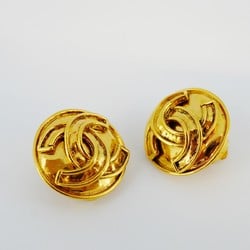 Chanel Earrings Coco Mark Circle GP Plated Gold Ladies