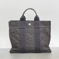 Hermes Tote Bag Air Line PM Canvas Grey Black Women's