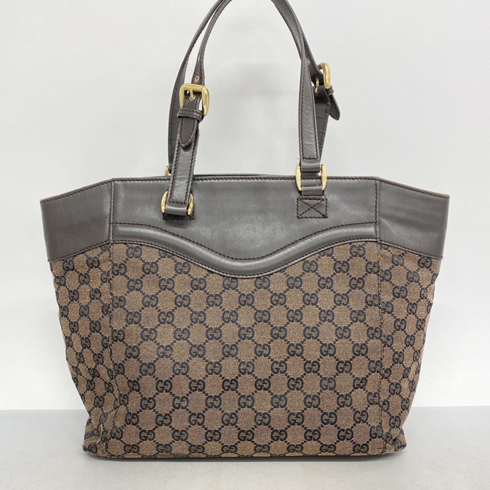 Gucci Tote Bag GG Canvas 272398 Leather Brown Women's