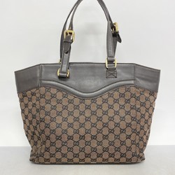 Gucci Tote Bag GG Canvas 272398 Leather Brown Women's