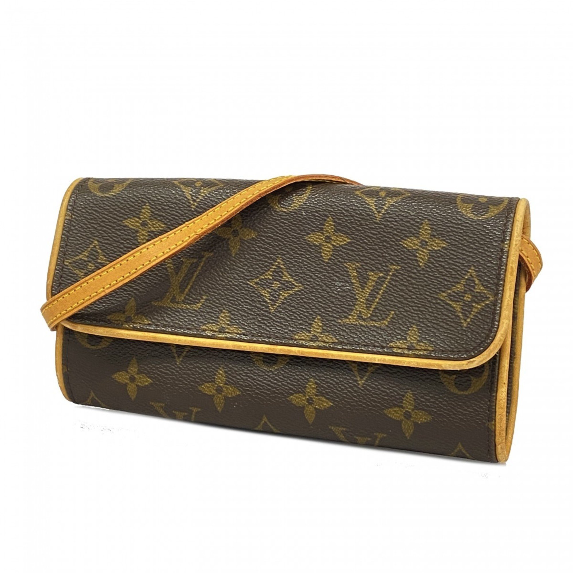 Louis Vuitton Shoulder Bag Monogram Pochette Twin PM M51854 Brown Women's