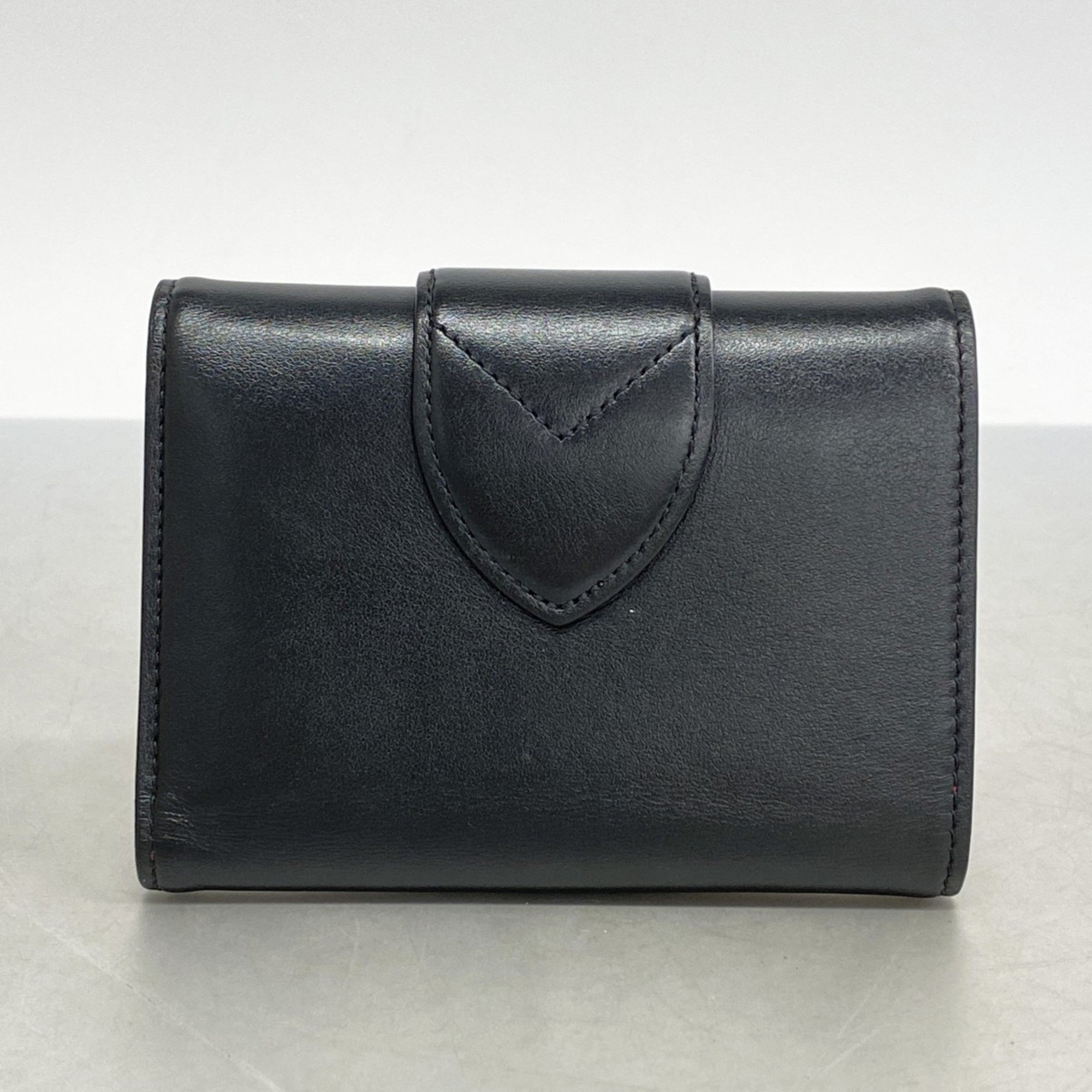 Louis Vuitton Tri-fold Long Wallet Grain Calfskin Portefeuille LV Pont Neuf Compact M69175 Noir Ladies