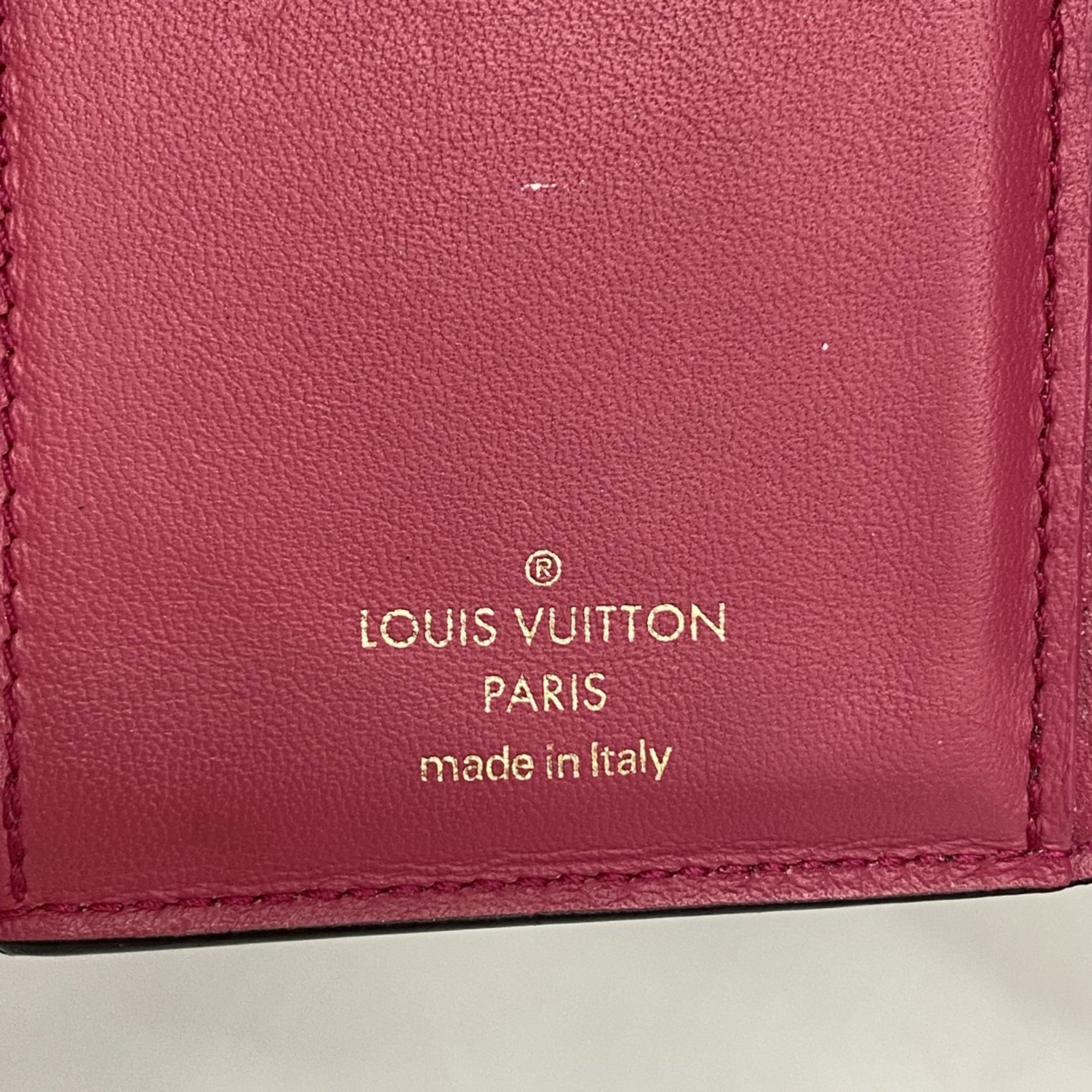 Louis Vuitton Tri-fold Long Wallet Grain Calfskin Portefeuille LV Pont Neuf Compact M69175 Noir Ladies