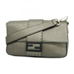 Fendi Shoulder Bag Leather Grey Yellow Women's