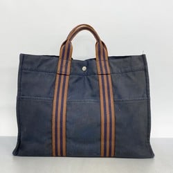 Hermes Tote Bag Foult MM Canvas Black Women's