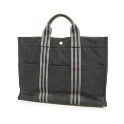 Hermes Tote Bag Foult MM Canvas Black Grey Women's