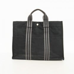 Hermes Tote Bag Foult MM Canvas Black Grey Women's