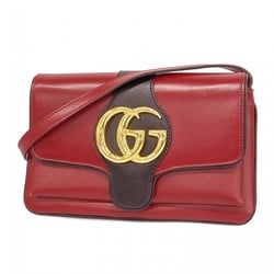 Gucci Shoulder Bag GG Marmont Leather Red Black Women's