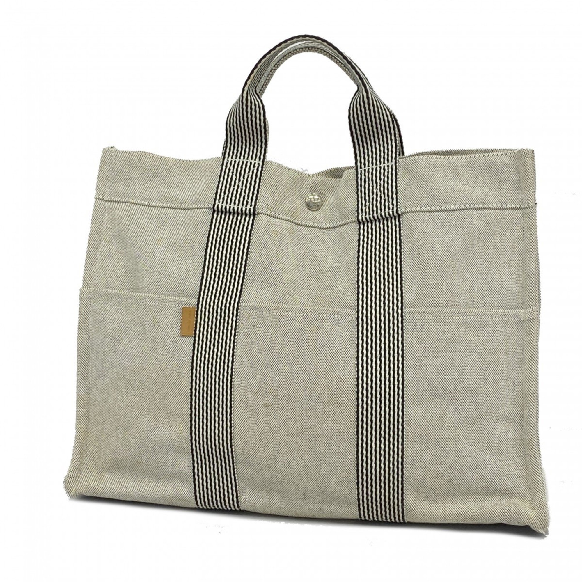 Hermes Tote Bag New Fool Toe MM Canvas Grey Women's