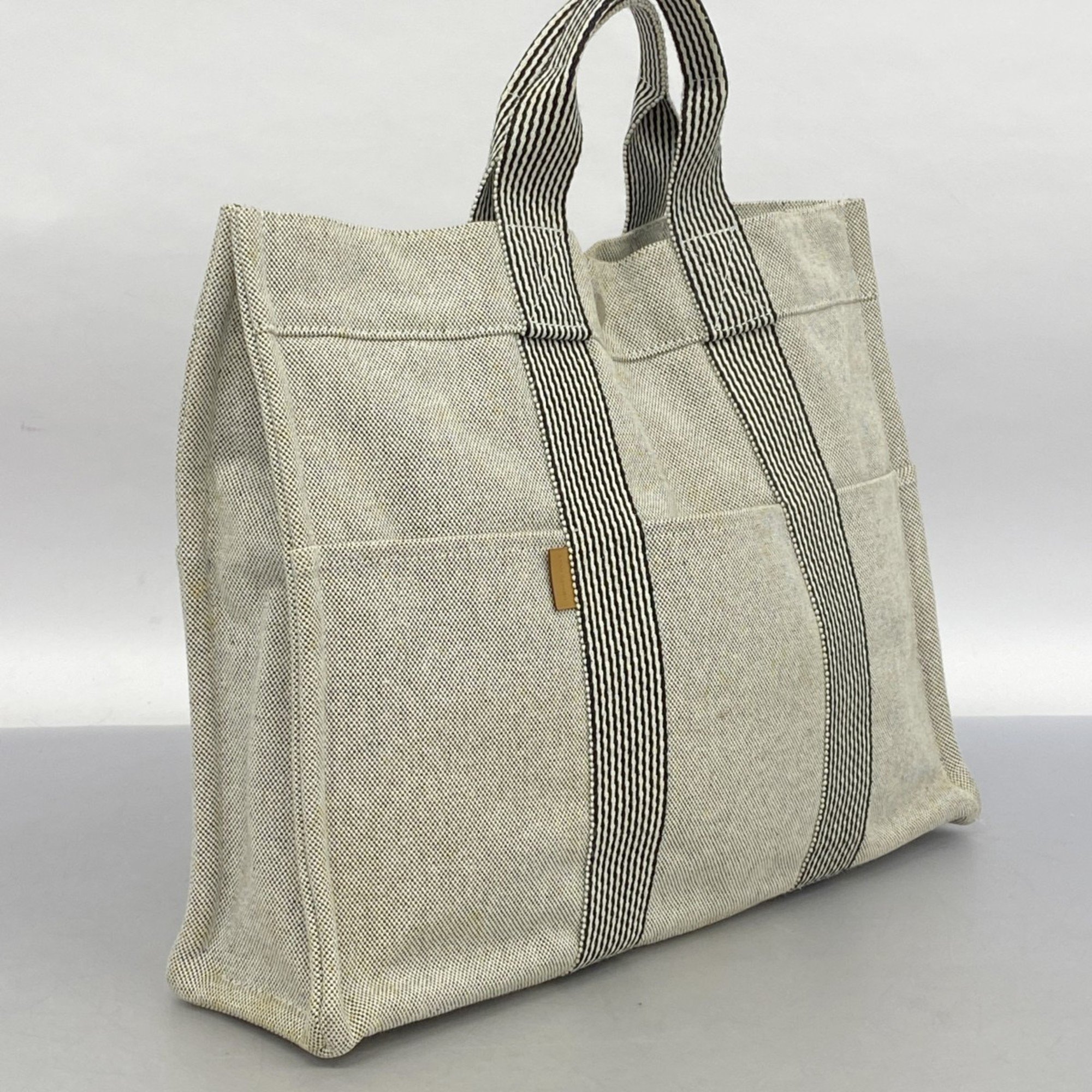 Hermes Tote Bag New Fool Toe MM Canvas Grey Women's