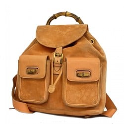 Gucci Backpack Daypack Bamboo Suede Orange Women's