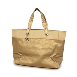 Chanel Tote Bag Paris Biarritz Canvas Gold Beige Women's