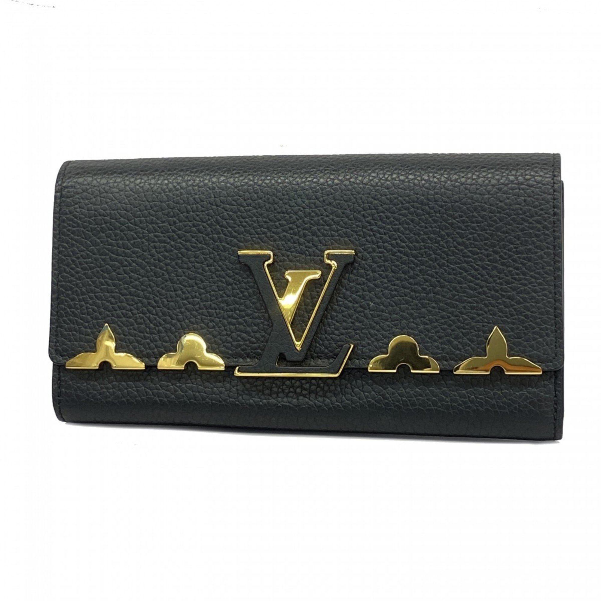 Louis Vuitton Long Wallet Portefeuille Capucines M64551 Noir Ladies