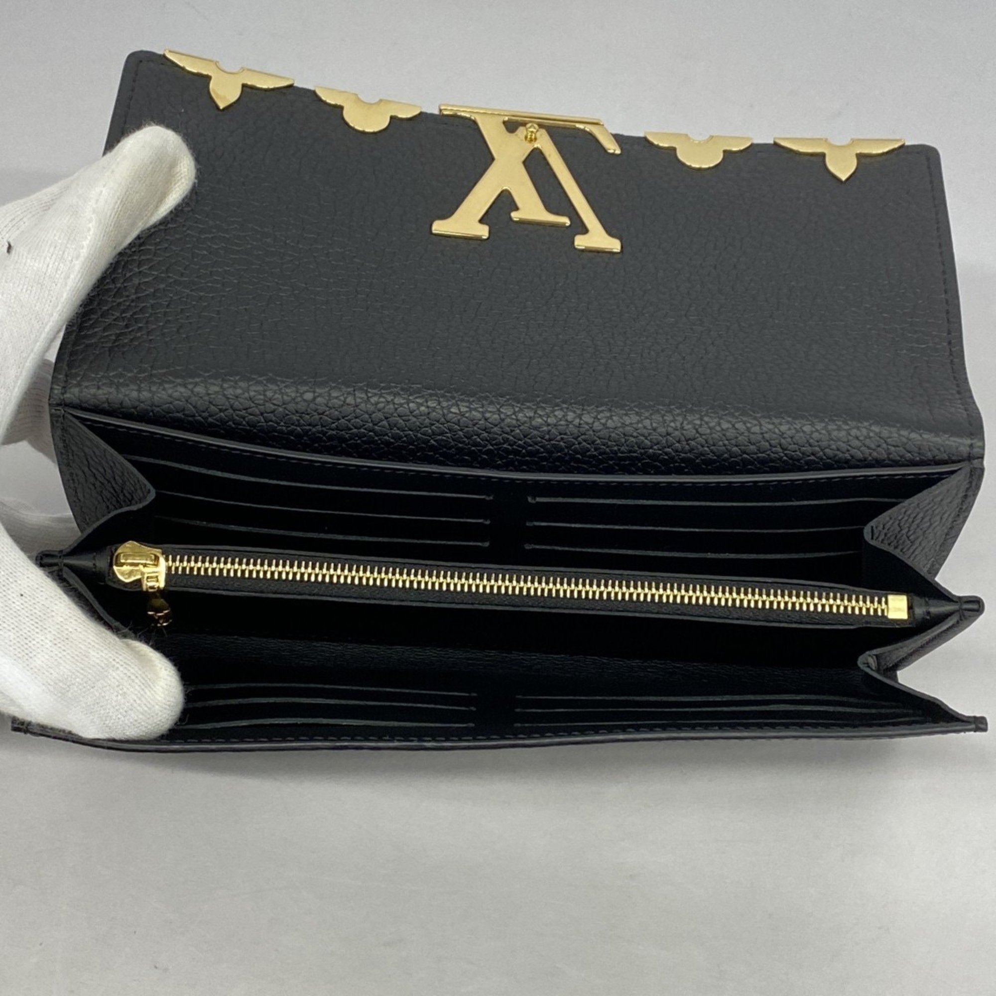 Louis Vuitton Long Wallet Portefeuille Capucines M64551 Noir Ladies