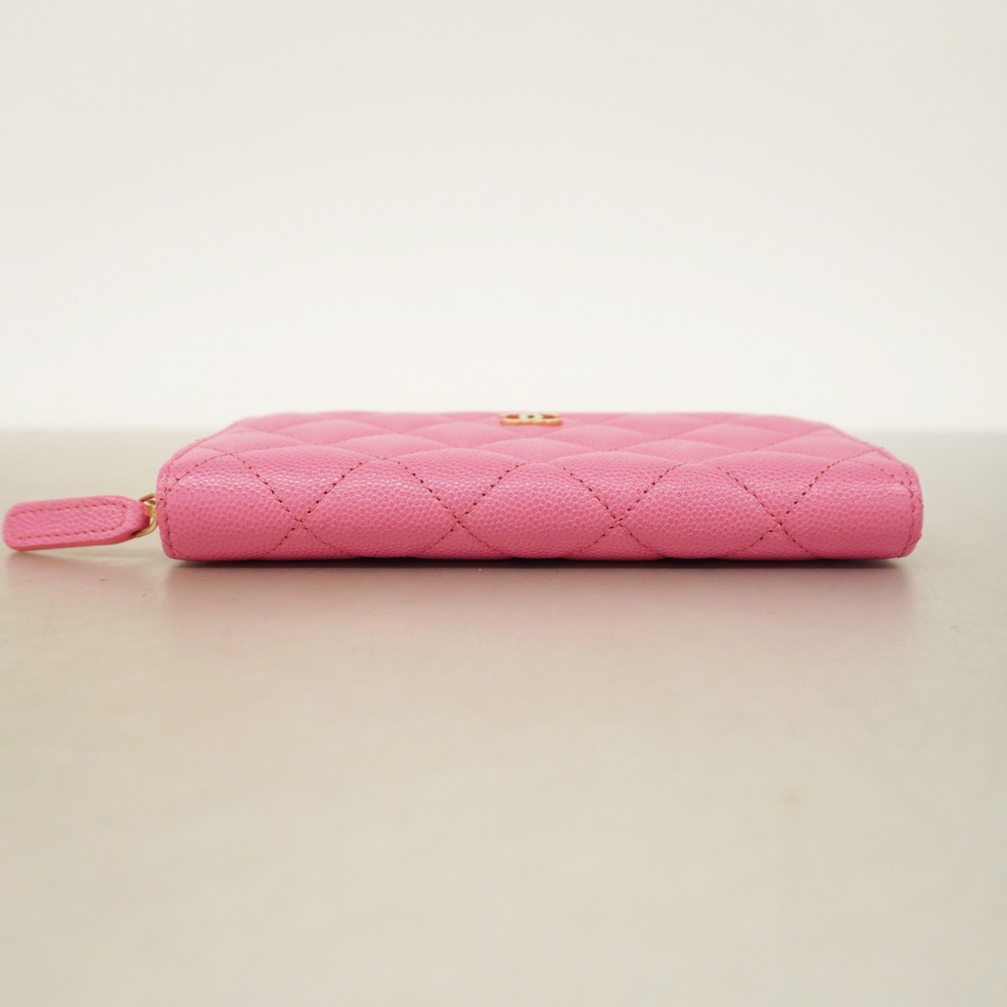 Chanel Wallet/Coin Case Matelasse Caviar Skin Pink Women's