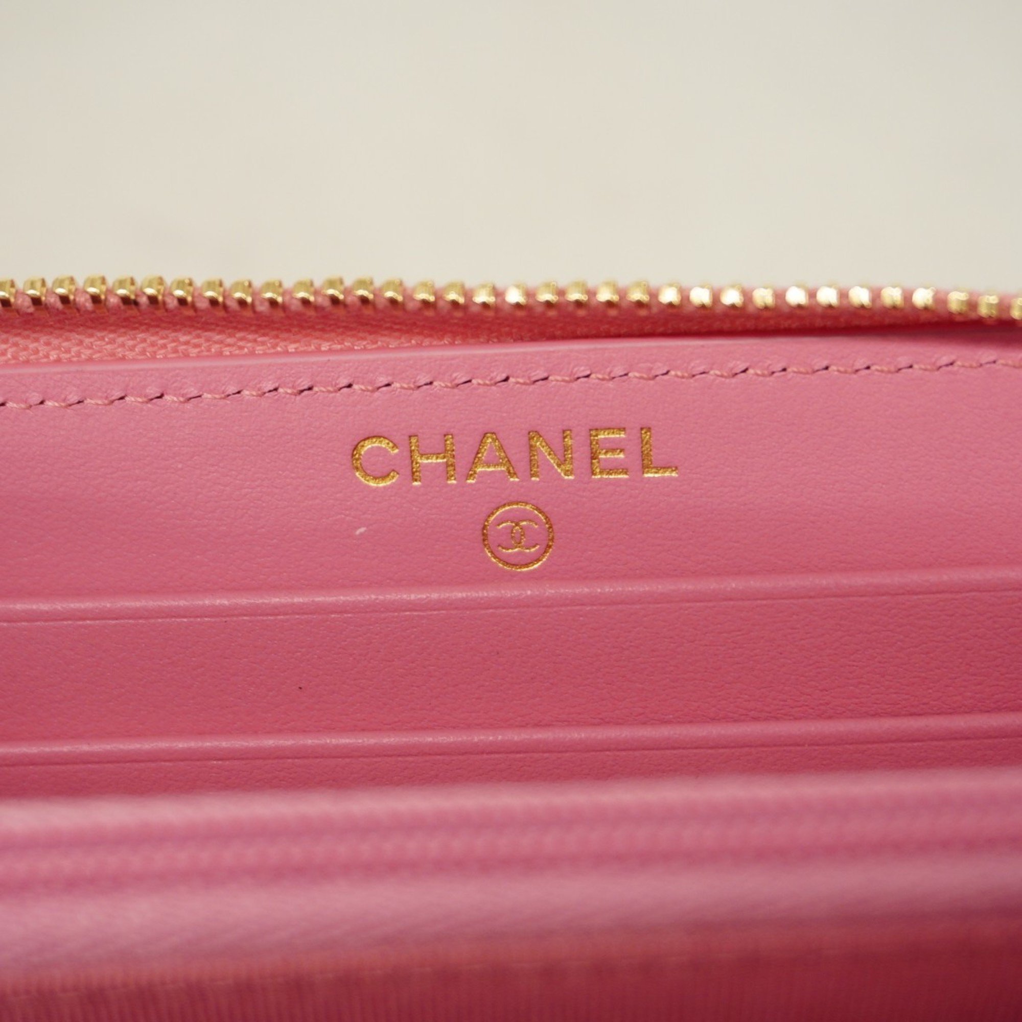 Chanel Wallet/Coin Case Matelasse Caviar Skin Pink Women's