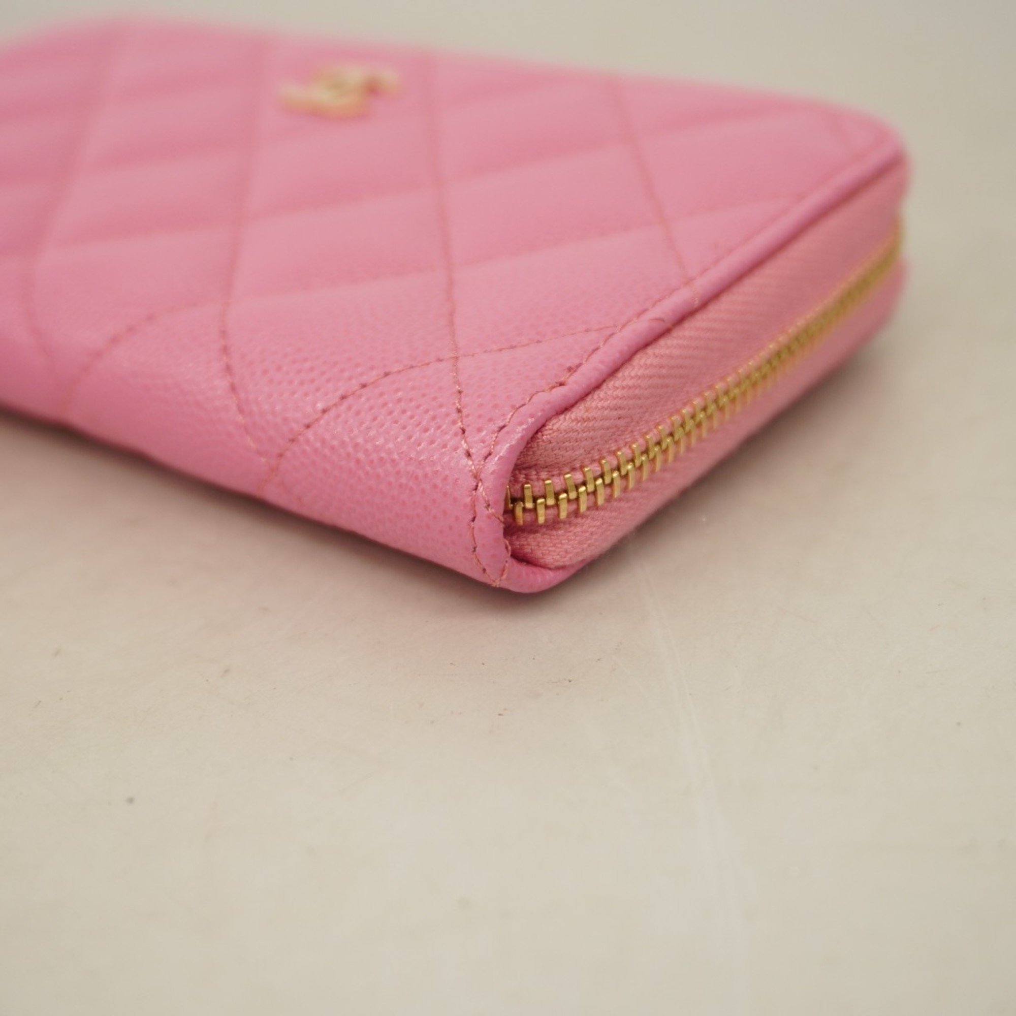 Chanel Wallet/Coin Case Matelasse Caviar Skin Pink Women's