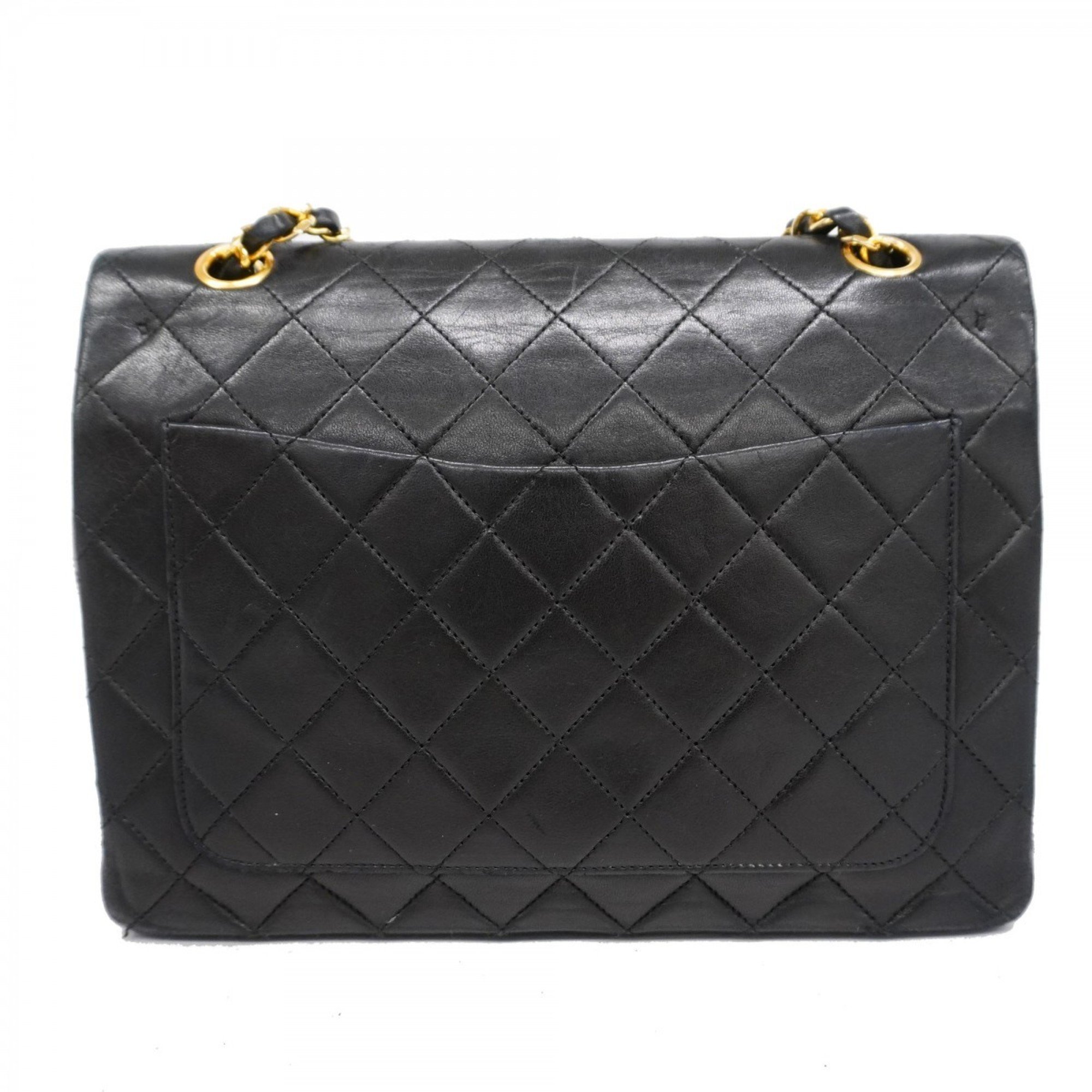 Chanel Shoulder Bag Matelasse Lambskin Black Women's