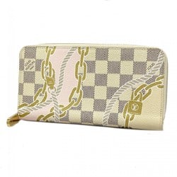 Louis Vuitton Long Wallet Damier Azur Zippy N40480 White Women's