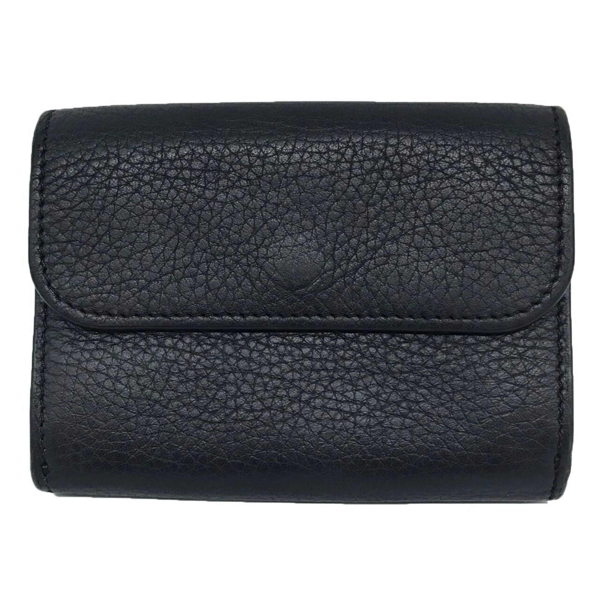 Chloé Chloe Small Trifold Wallet Grained Leather Alphabet Black Bi-fold Chlo?