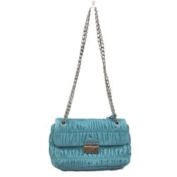 Prada Shoulder Bag Nappa Gaufre Chain Blue Leather BT0939 PRADA