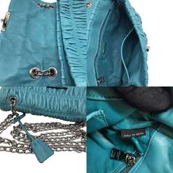 Prada Shoulder Bag Nappa Gaufre Chain Blue Leather BT0939 PRADA