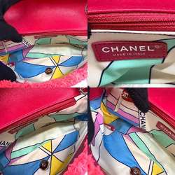 Chanel Chain Shoulder Bag Pink Neon Color Pochette 2way Matelasse Pattern Women's Pile Toweling Canvas CHANEL