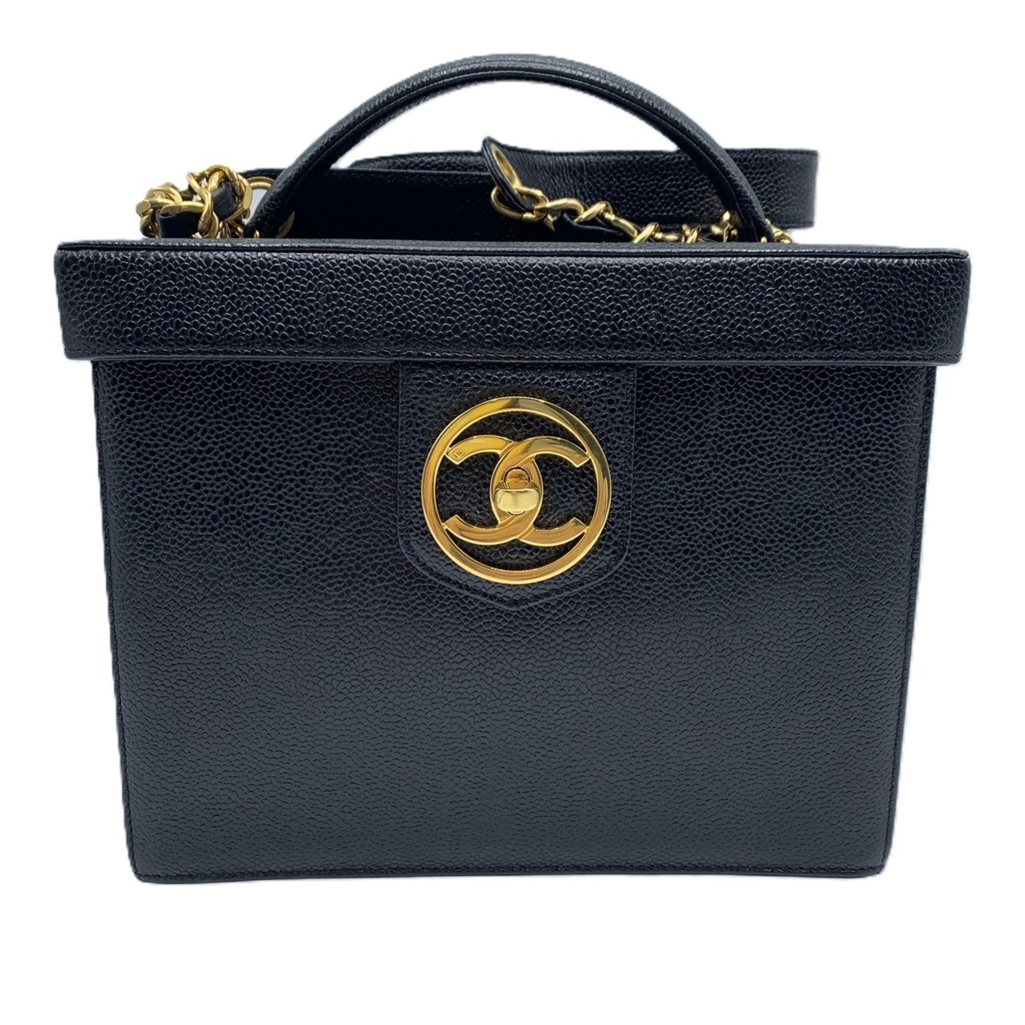 Chanel Vanity Caviar Skin Handbag Shoulder Bag Black No. 3