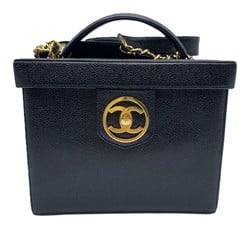 Chanel Vanity Caviar Skin Handbag Shoulder Bag Black No. 3