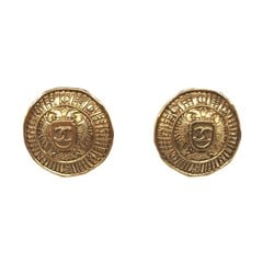 CHANEL Earrings Cambon Metal Gold