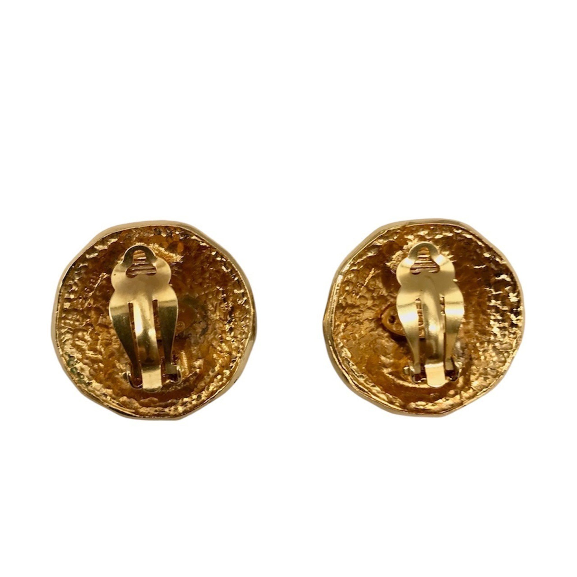 CHANEL Earrings Cambon Metal Gold