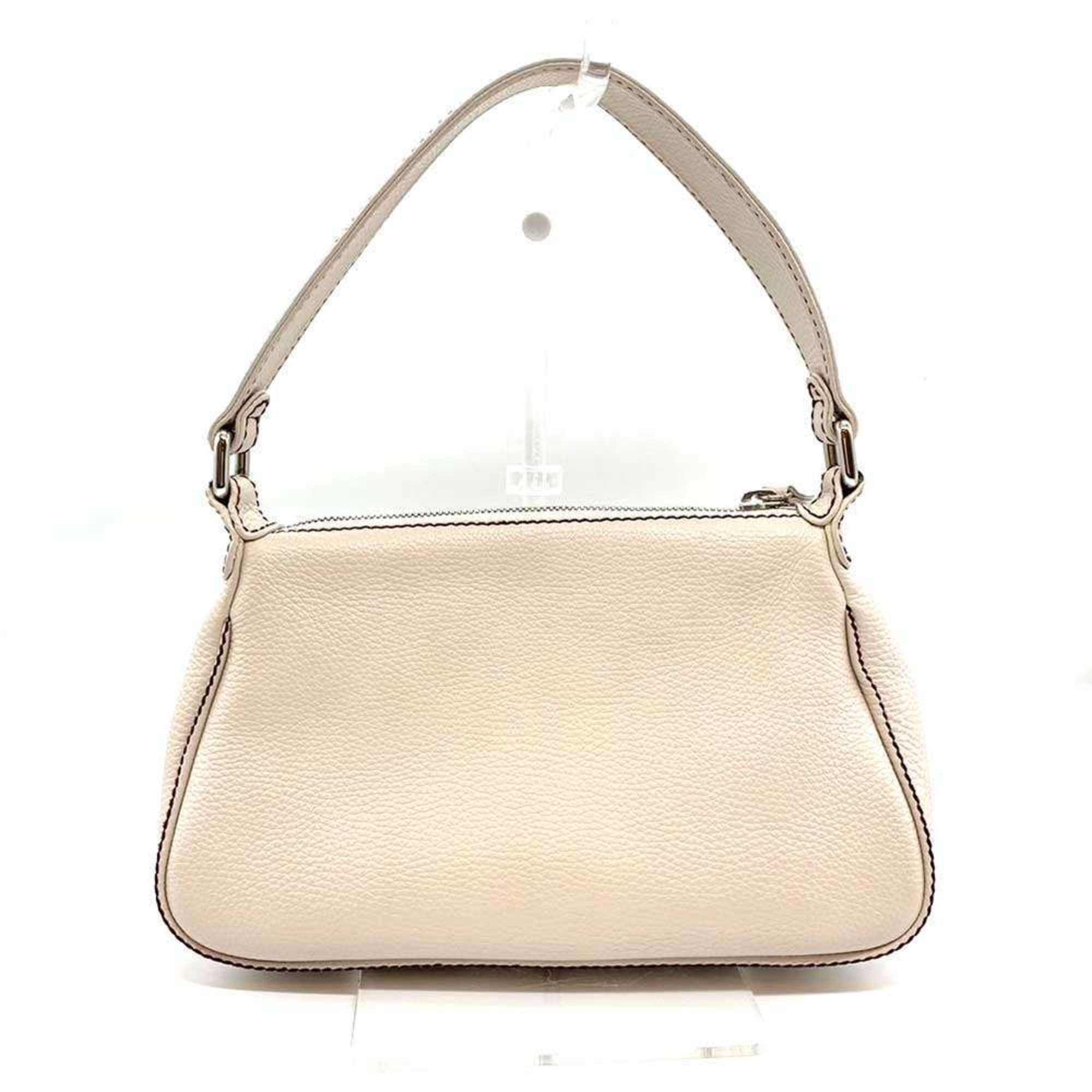 Chanel Shoulder Bag Horizontal White Tassel Women's Leather CHANEL