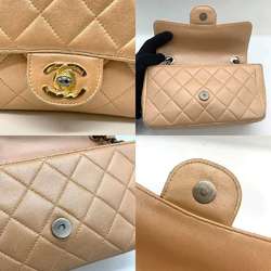 Chanel Matelasse Chain Shoulder Bag Beige Lambskin CHANEL