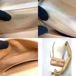 Chanel Matelasse Chain Shoulder Bag Beige Lambskin CHANEL