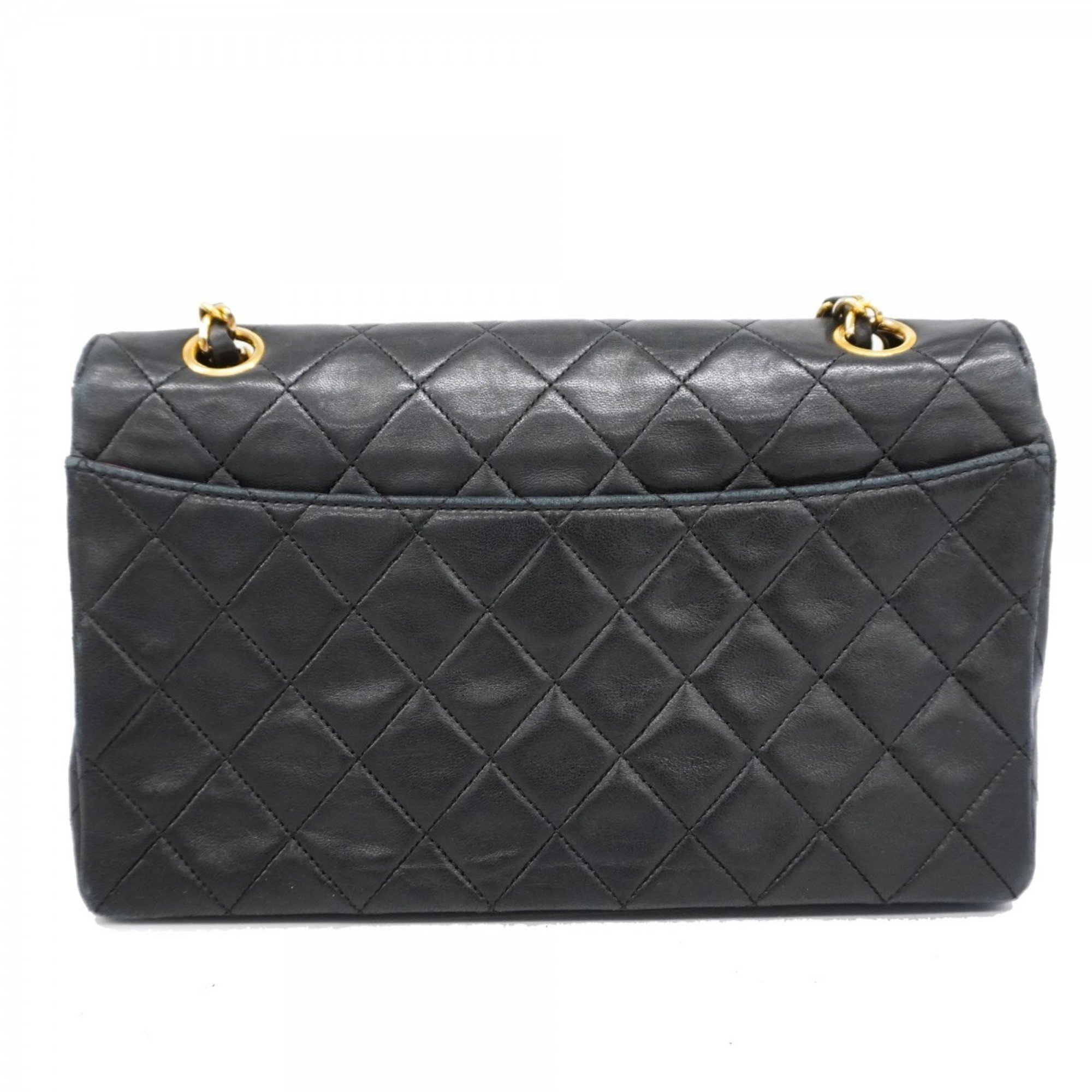 Chanel Shoulder Bag Matelasse Lambskin Black Women's