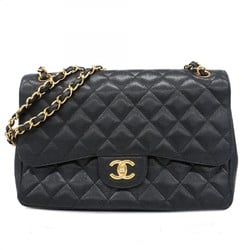 Chanel Shoulder Bag Deca Matelasse Caviar Skin Black Women's