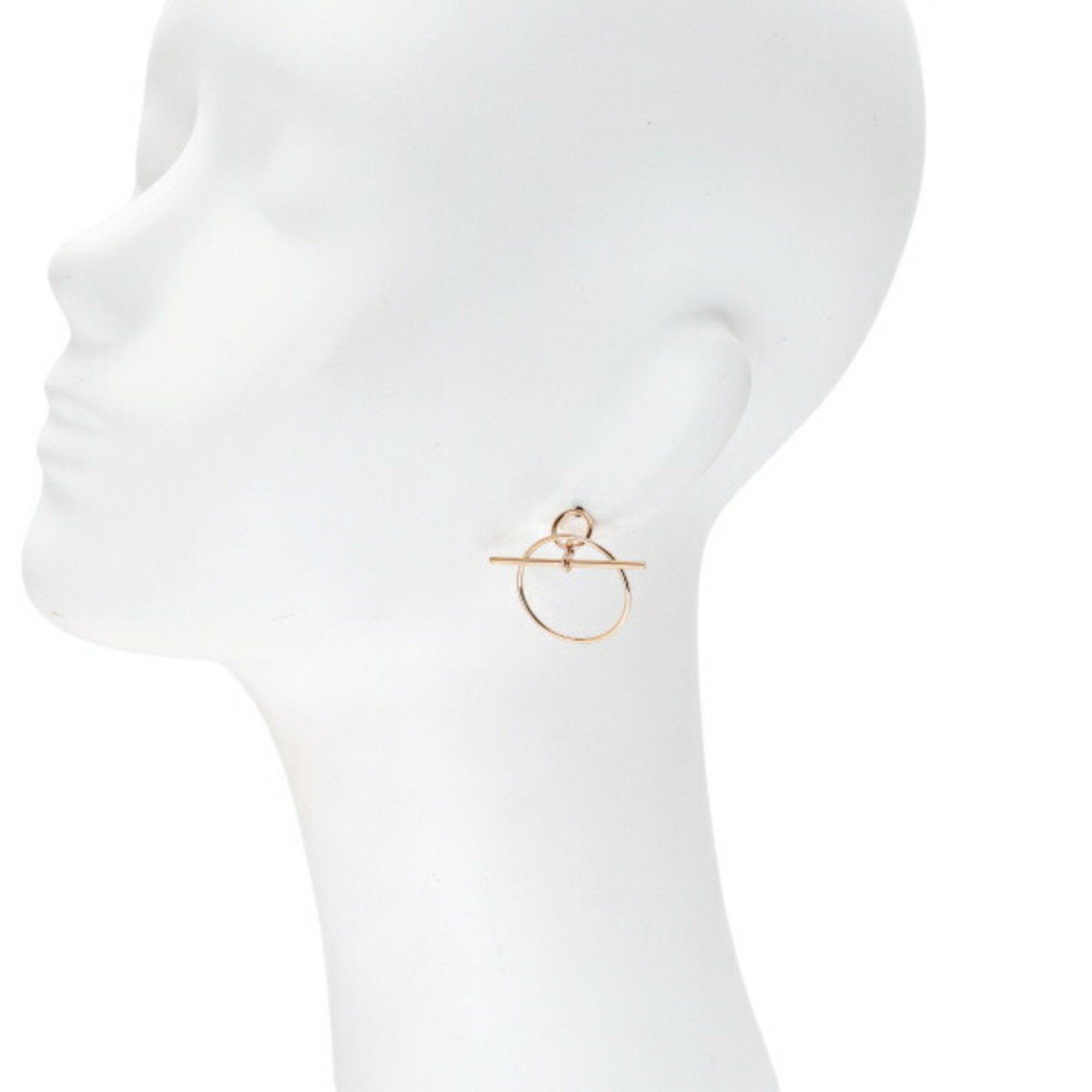 Hermes Loop PM K18PG Pink Gold Earrings